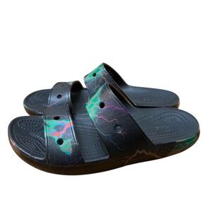 Crocs Classic M 5 W 7 Out of This World Two Strap Sandals Black Lightening